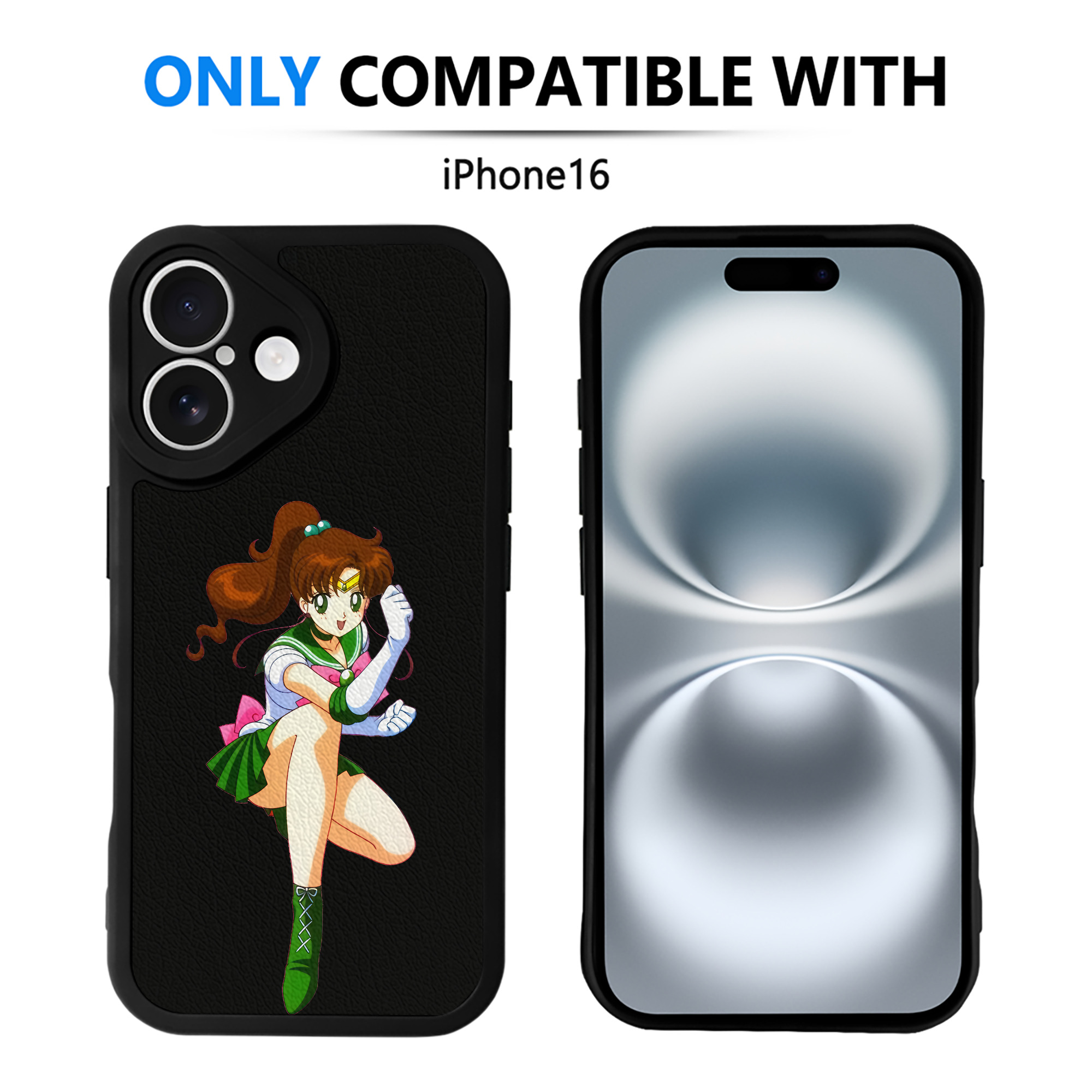 （画像用） 美少女戦士セーラームーン 木野 まこと きの まこと Sailor Moon Kino Makoto （セーラージュピター；Sailor Jupiter） 【iPhone 16シリーズ対応】シリコンスマホケース（レザー調） 材質：シリコン